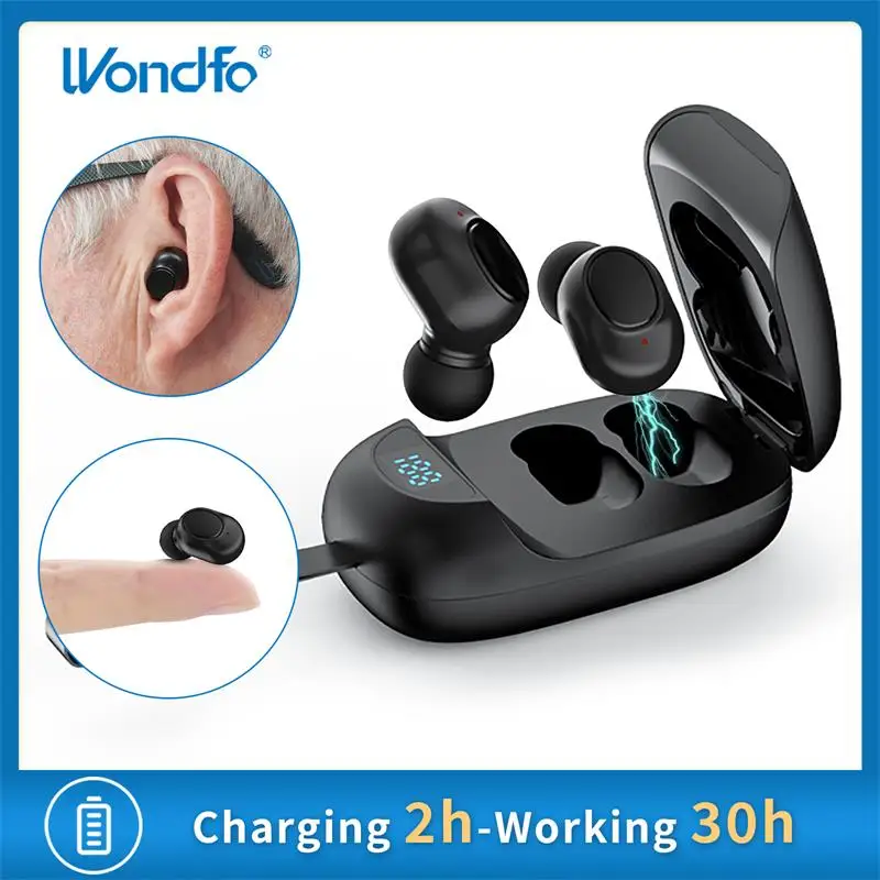 Rechargeable Hearing Amplifier to Aid Adults Seniors Hearing, Mini Completely-in-Canal Hearing Aids with Noise Cancellation