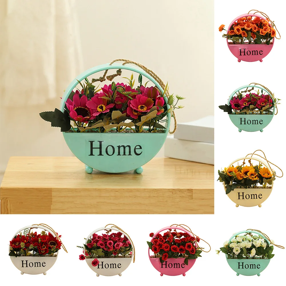 

Wall Hanging Decoration Art Artificial Flowers Plant Pots Fake Nordic Rose Sunflower Bonsai Indoor Outdoor Party Wedding Decor