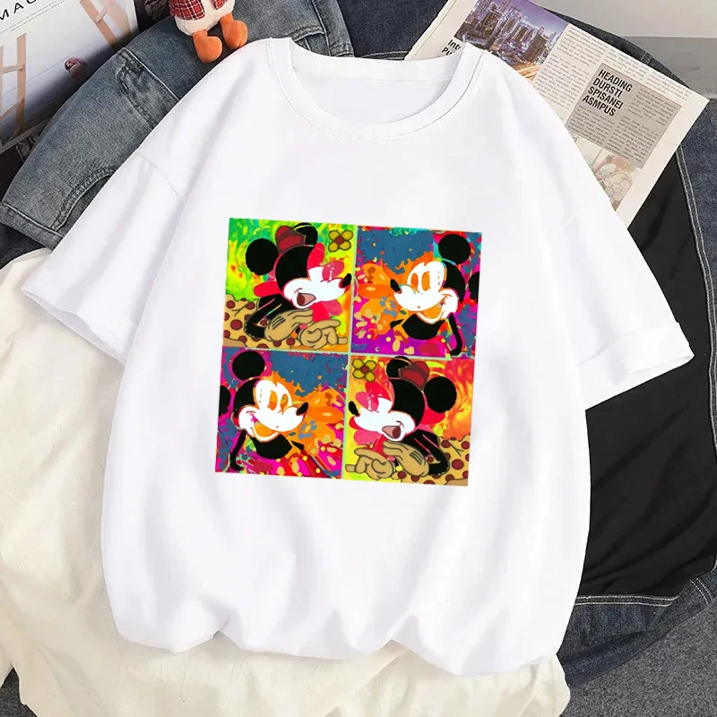 Футболка женская с коротким рукавом Микки и Дональд принтом Диснея Повседневная