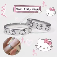 kawaii girls women ring cute hello kitty sweet cartoon sanrio kuromi my melody anime kt cat adjustable couple girlfriends rings