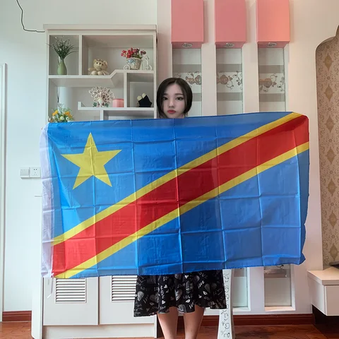 Zwjflagshow Флаг Конго, Демократическая Республика Конго, флаг из полиэстера, подвесной баннер 3x5 футов, национальный флаг