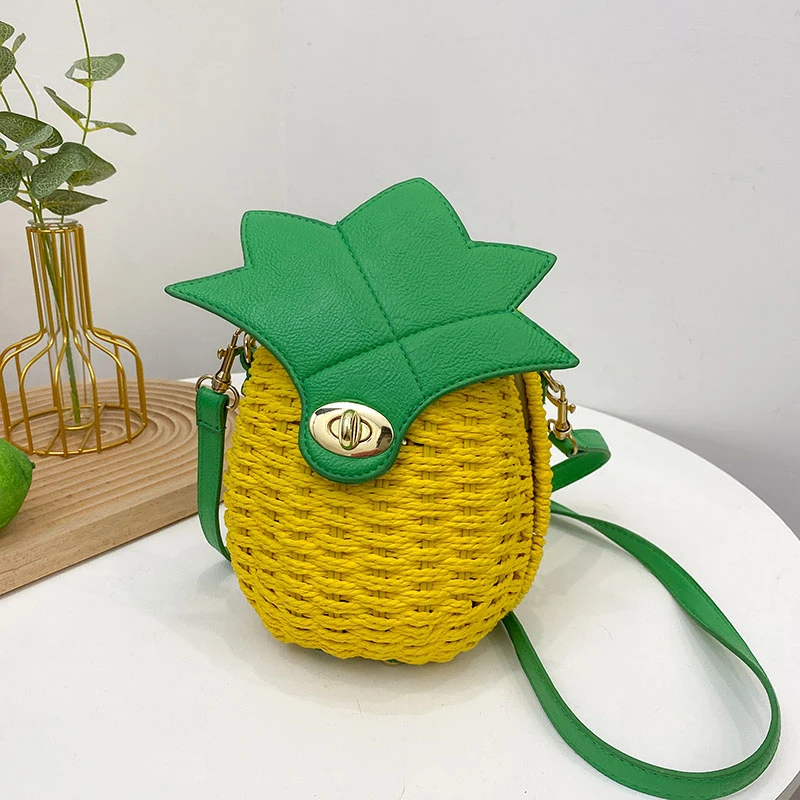 

Женские сумки в виде ананаса, дизайнерские женские сумки через плечо из соломы, женская модная сумка-мессенджер