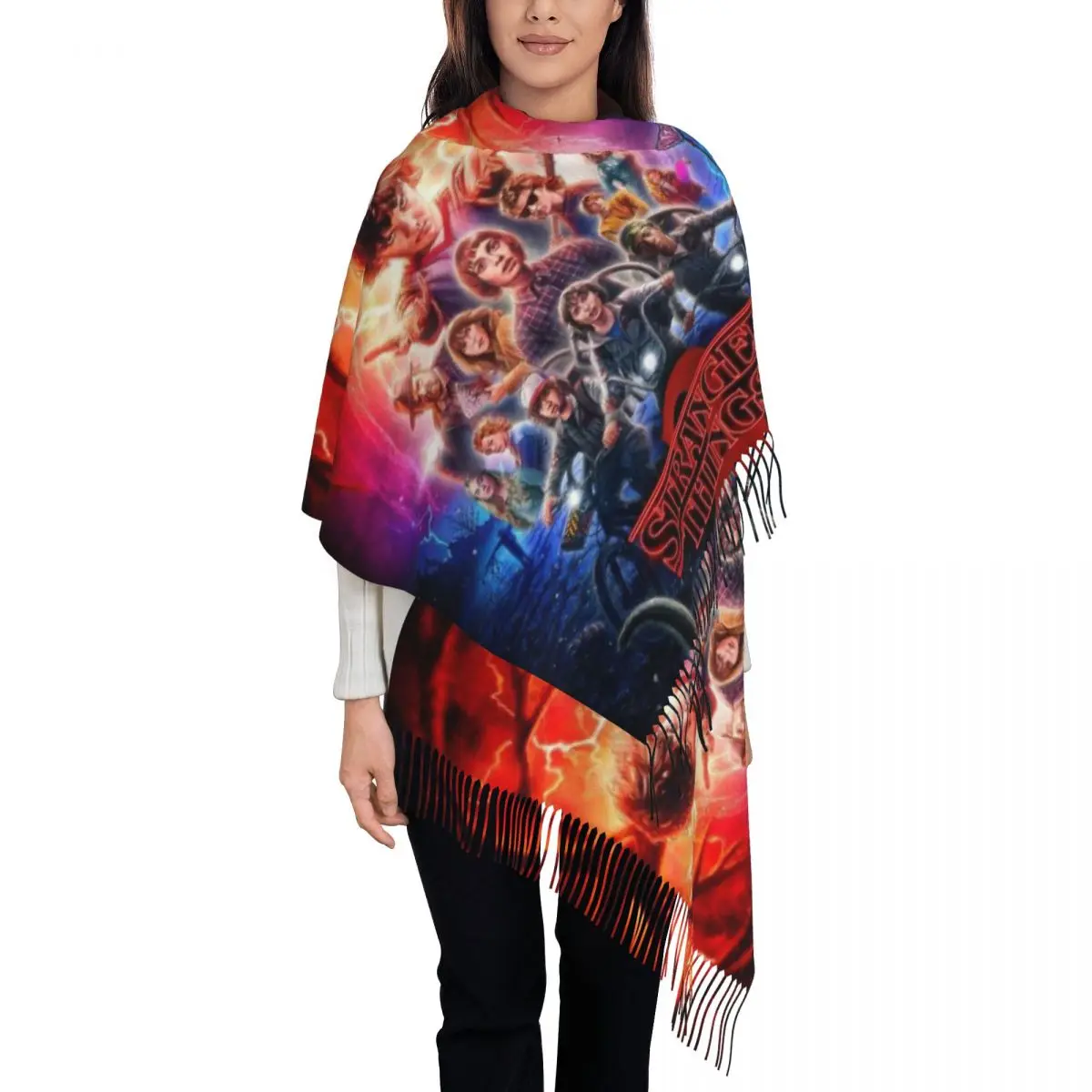 

Шарф унисекс с принтом «очень странные дела», на осень/зиму