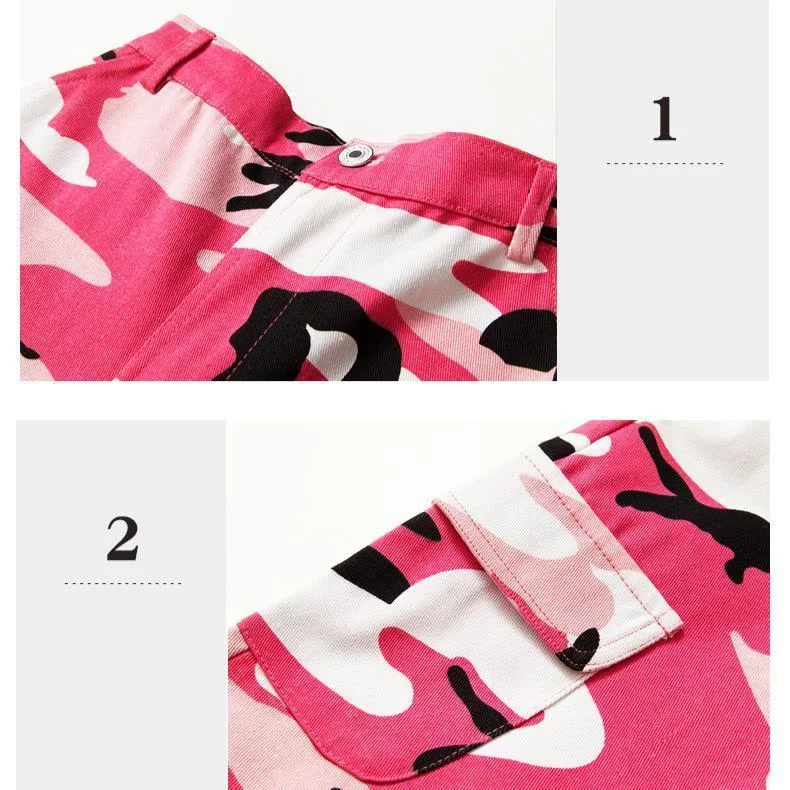 Укороченный топ для девочек в стиле хип-хоп камуфляжные брюки комплекты одежды