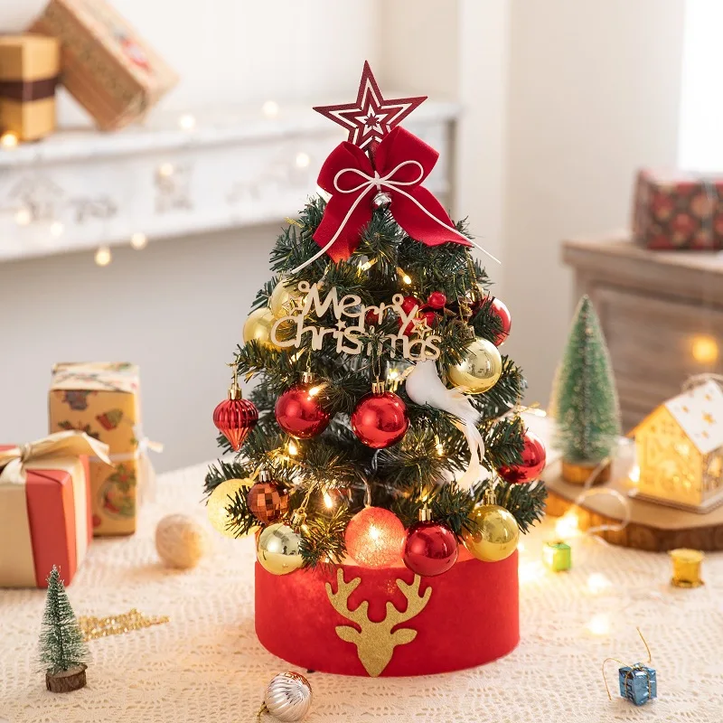 

Desktop Christmas Tree LED Light 60CM Mini Table Gift Xmas Tree Artificial Christmas Tree Navidad Ornament Home Decoration 2023