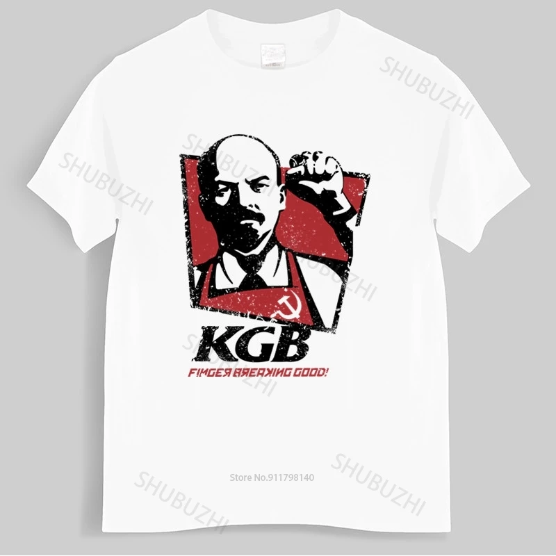 Мужская хлопковая футболка летняя брендовая винтажная KGB Владимир Леннин СССР