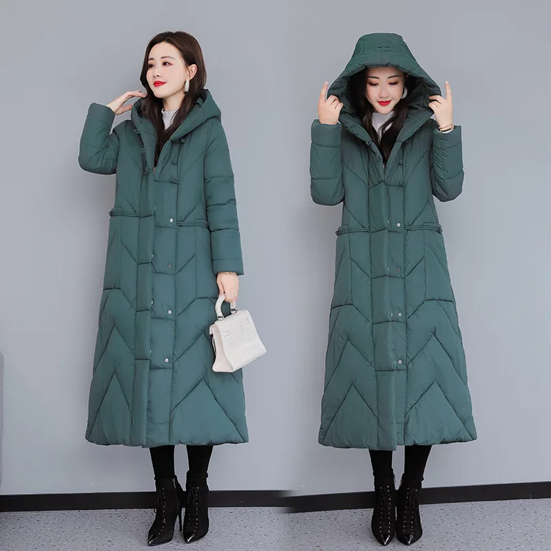 Chinese Style Down Cotton Clothes 2022 New Cotton Clothes Women Winter Loose Large Size Long Knee-thick Padded Jacket Jacket