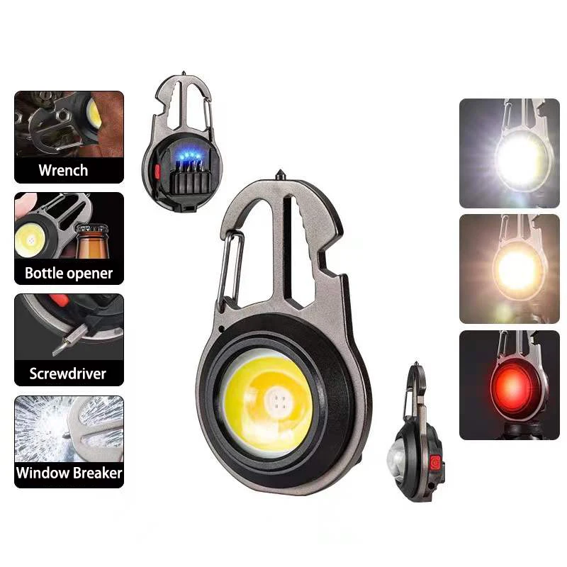 

Outdoor Multifunctional Mini Glare COB Keychain Light USB Charging Emergency Lamps Strong Magnetic Repair Work Camping Light