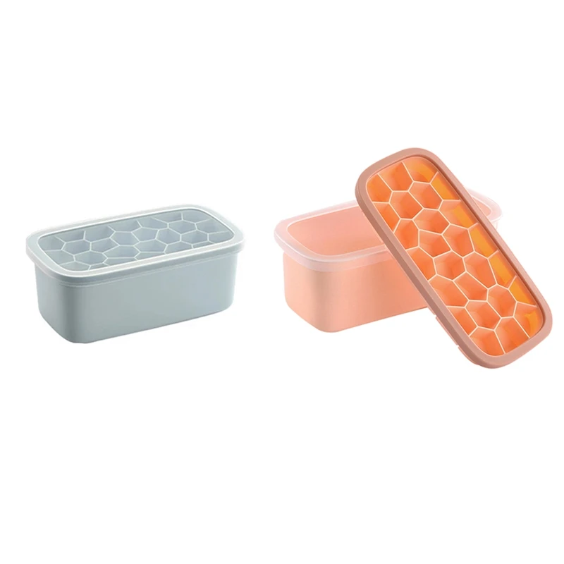 

Ice-Cube Mold Ice Tray Household Refrigerators Honeycomb Ice Maker Double Silicone Ice Box With Removable Lids