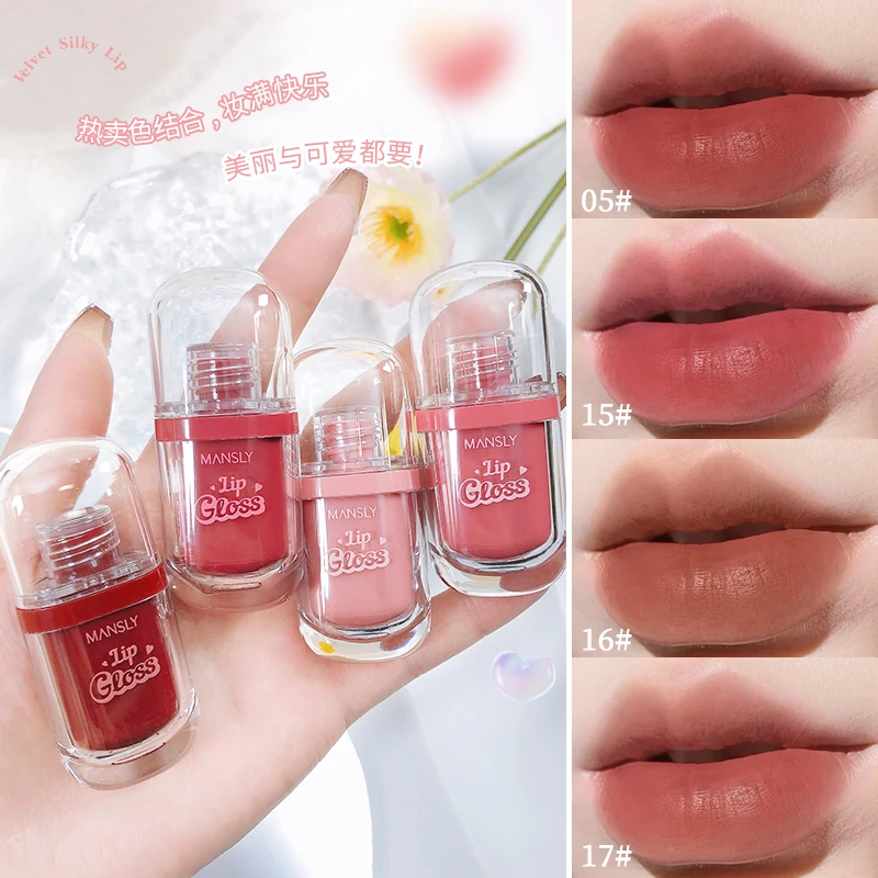 

Silky Matte Lip Gloss 4 Color Velvet Mist Liquid Lipstick Long Lasting Lightweight Moisturizing Soft Lip Glaze Beauty Cosmetics