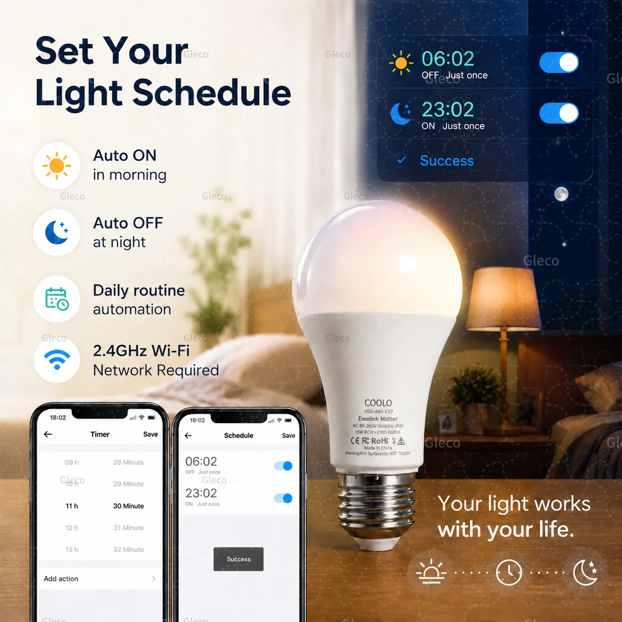 Фото Умная Wi-Fi лампа Ewelink Matter E27 LED RGB+WW+CW GU10 E14, 110В/220В, для Alexa и Google №5