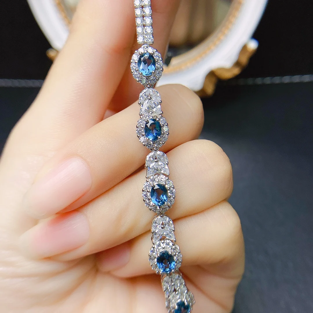 Серебряный браслет MeiBaPJ с топазом 4х5 мм