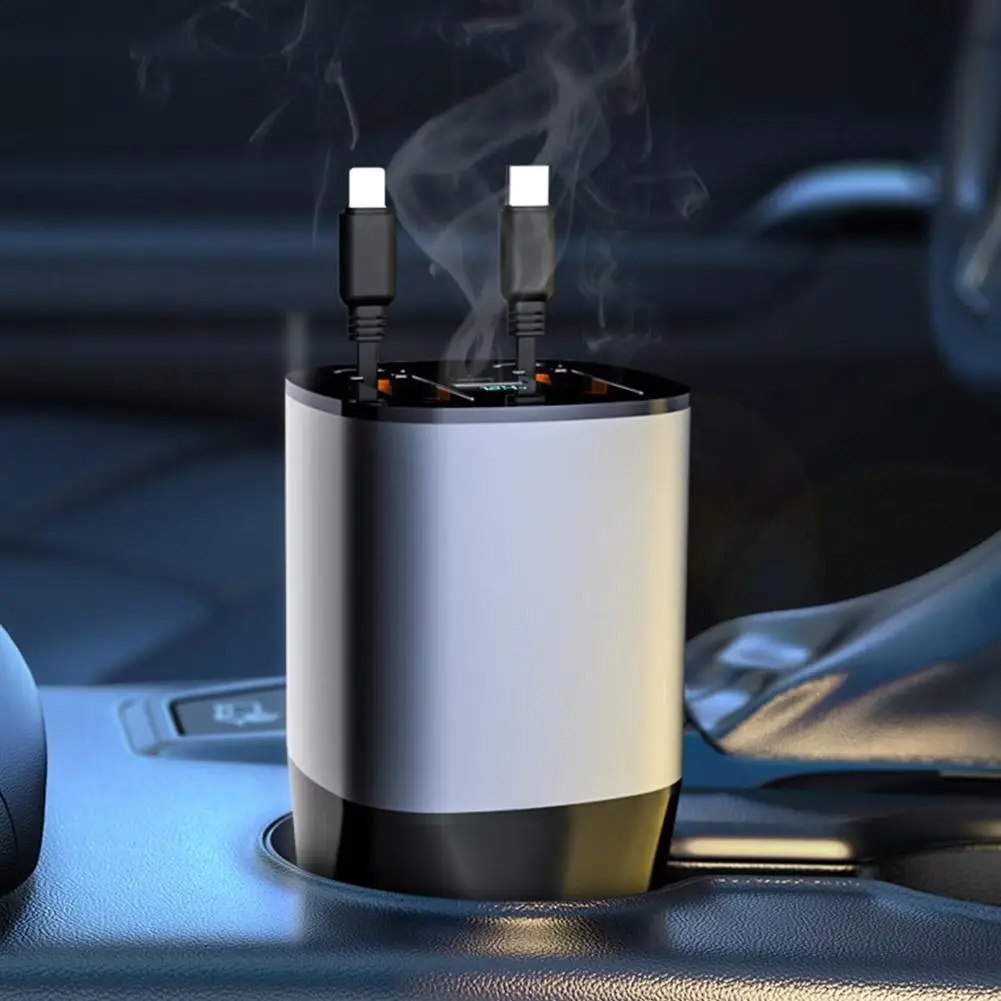 

100w Mini Retractable Car Charger Led Display Fast Socket With Car Lighter 12v/24v Cigarette Charger Car Rgb Charging 12v
