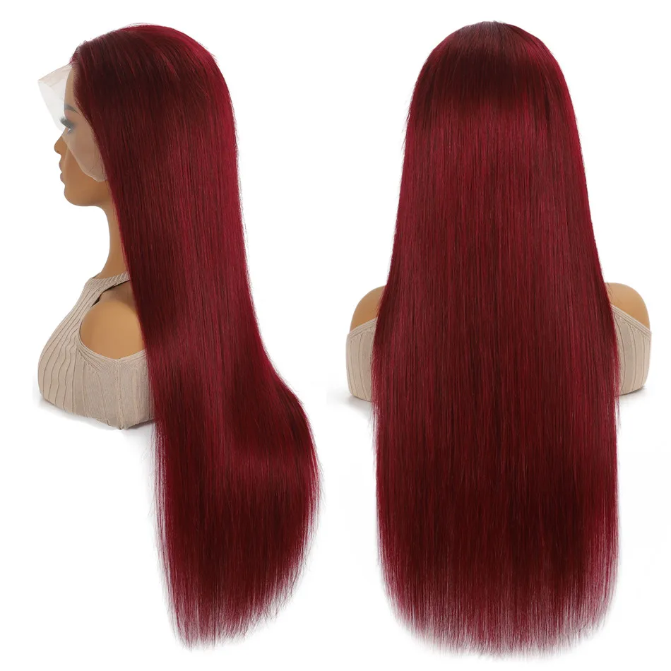

Burgundy Straight 13x4 Lace Frontal Wigs Human Hair Lace Front Human Hair Wigs for Women Brazilian 99J Lace Front Human Hair Wig