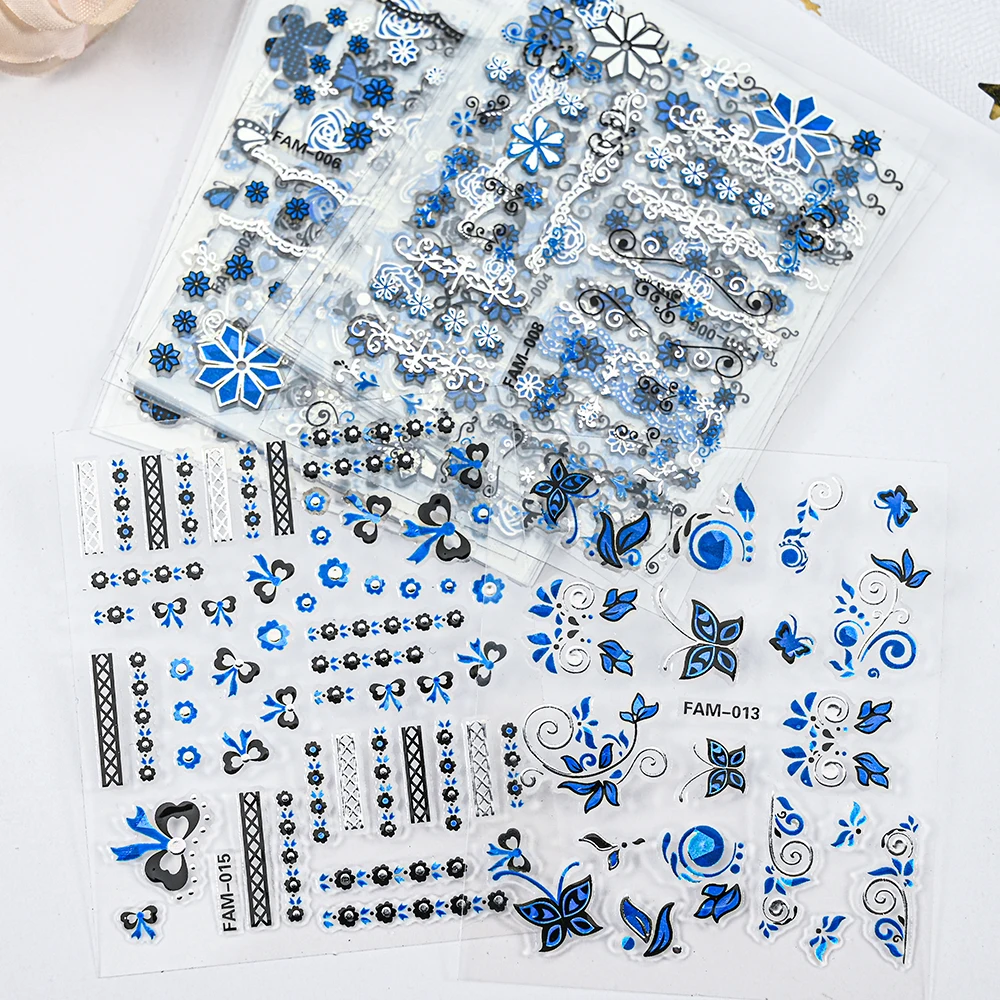 

30 Sheets Bronzing Nail Art Stickers Butterfly & Flowers Laser Blue/Red Nail Stickers Decal for Women Manicure Tips Nail Slider