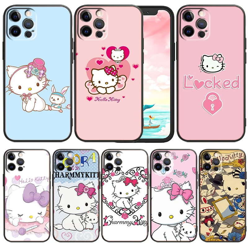 

Charmmy Kitty Cute Cartoon For Apple iPhone 13 12 Mini 11 XS Pro Max X XR 8 7 6 Plus SE 2020 5 Funda Capa Black Soft Phone Case