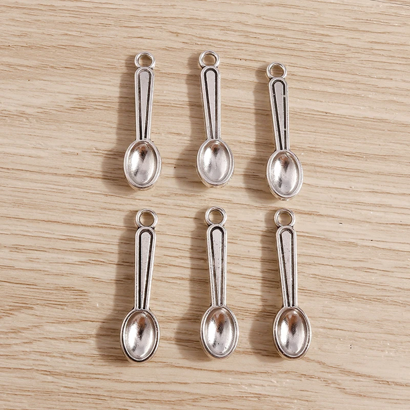 

20pcs 30x8mm Cute Alloy Spoon Charms Pendants for Drop Earrings Necklace DIY Handmade Keychains Jewelry Making Accessories