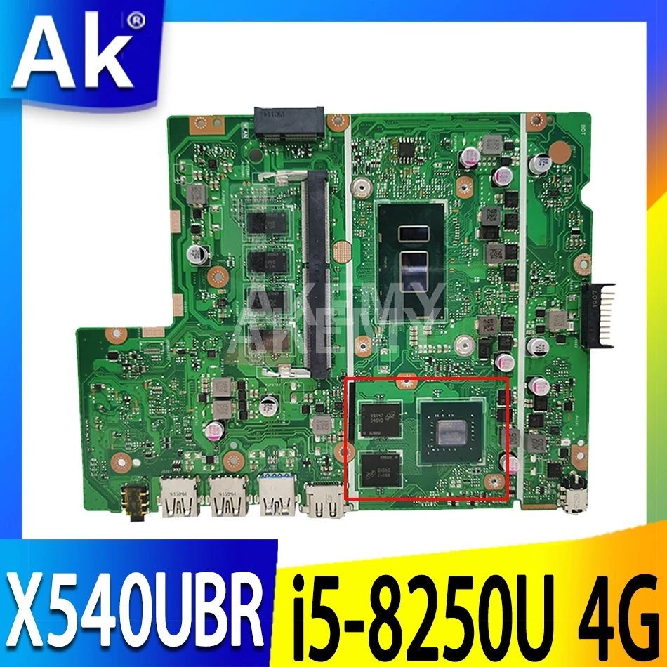 

Akemy X540UBR Laptop Motherboard For Asus X540UB X540UBR X540UV REV 2.0 MainBoard W/ i5-8250U CPU 4GB RAM (V2G)