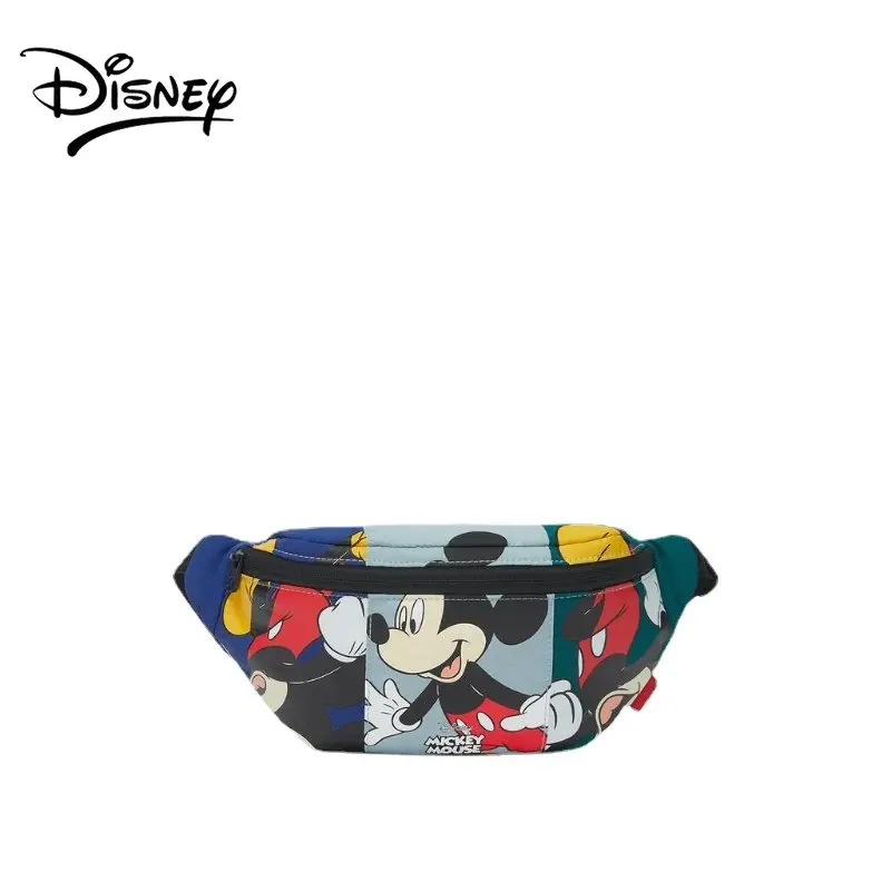 Disney Mickey Mouse Chest Bag for Boys and Girls Blue Green Stitching Cute Print Coin Purse Ladies Mickey Mouse Shopping Bag