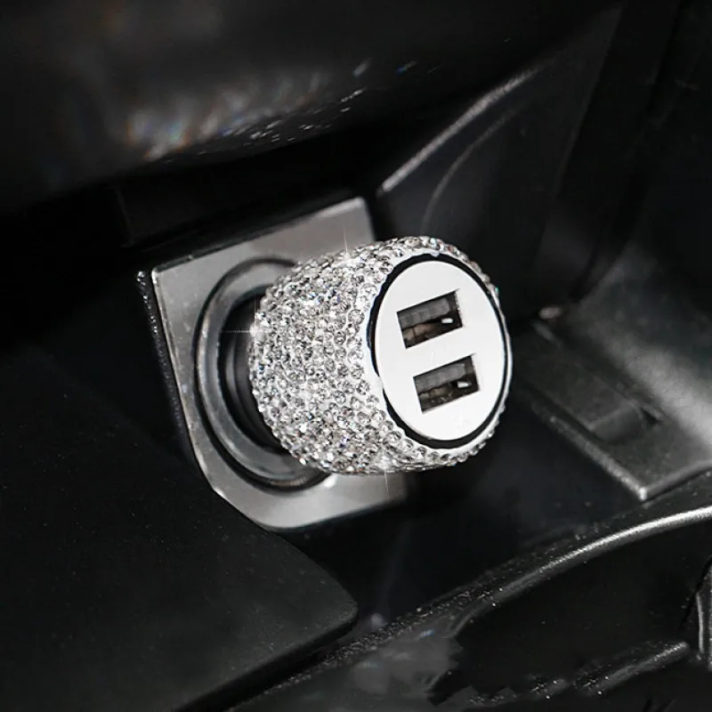 Фото Автомобильное зарядное устройство с двумя USB-портами и кристаллами №3