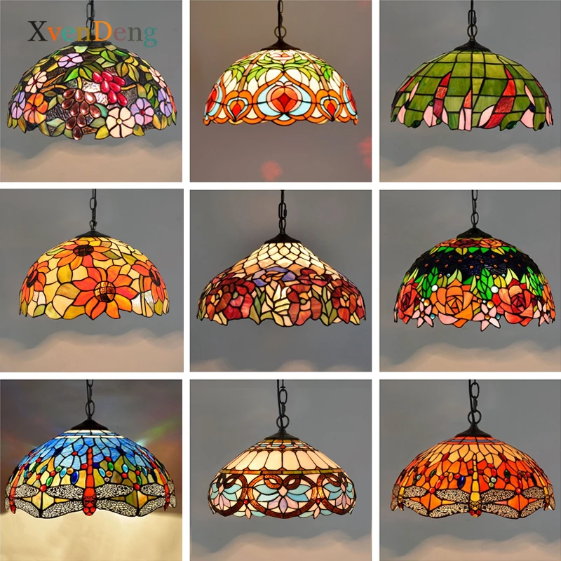 

Средиземноморский витражный подвесной светильник s Vinatge, подвесной светильник Тиффани для гостиной, украшение для кухни, спальни, светильни...