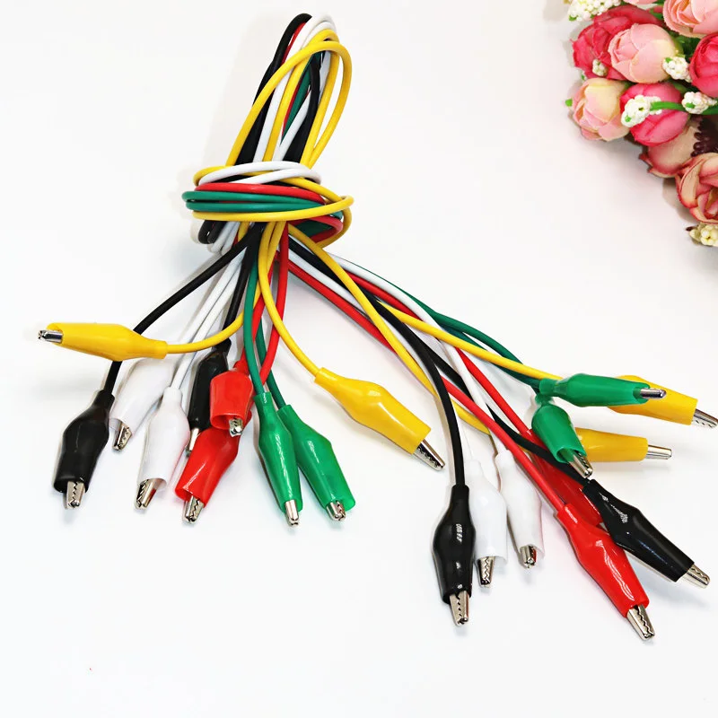 

50CM 10Pcs Alligator Clips clamp Electrical DIY Test Leads Alligator Double ended Crocodile Roach Clip Jumper Wire Battery power