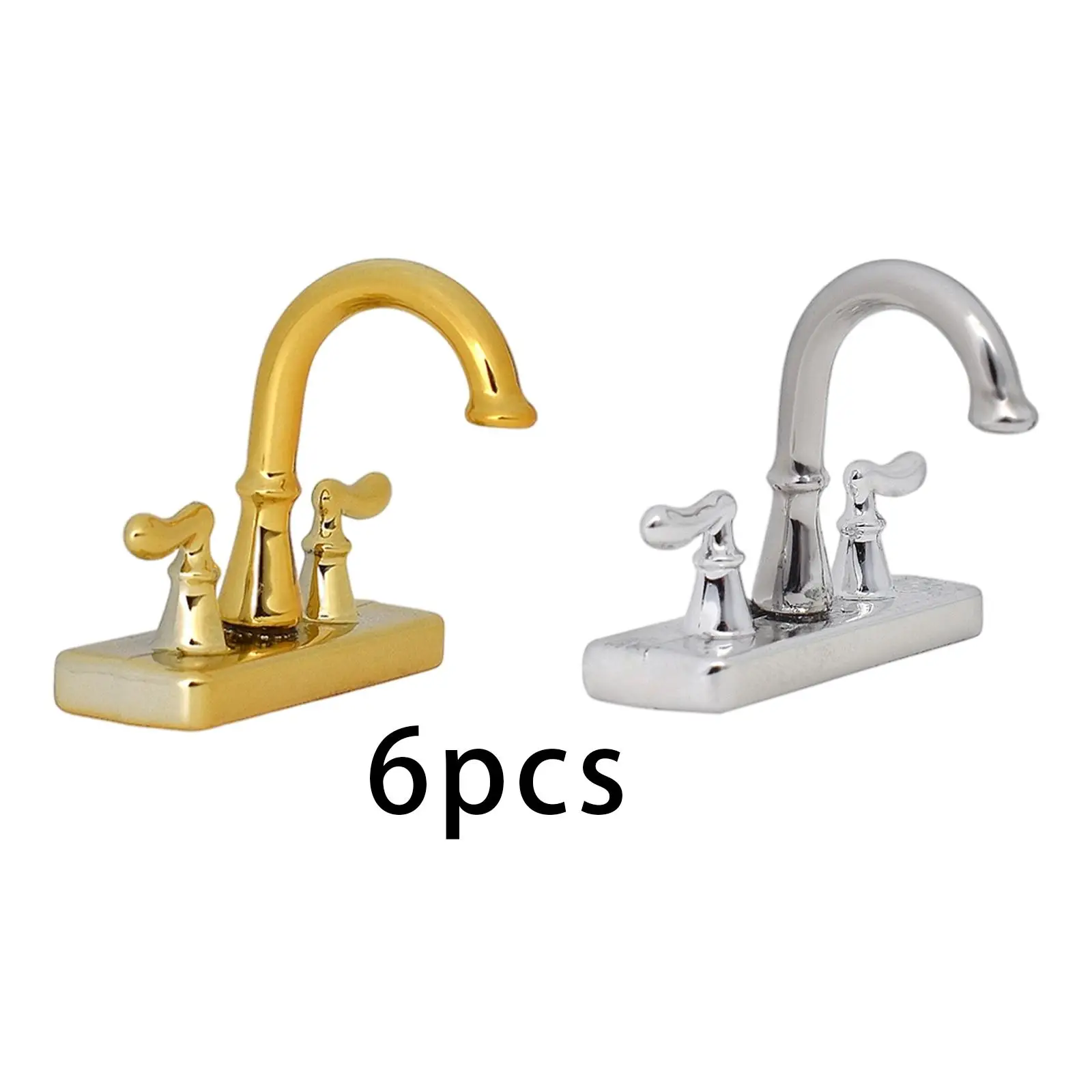 

6Pcs Dollhouse Double Opener Faucet Play House Toy for Boys Girls Toddlers