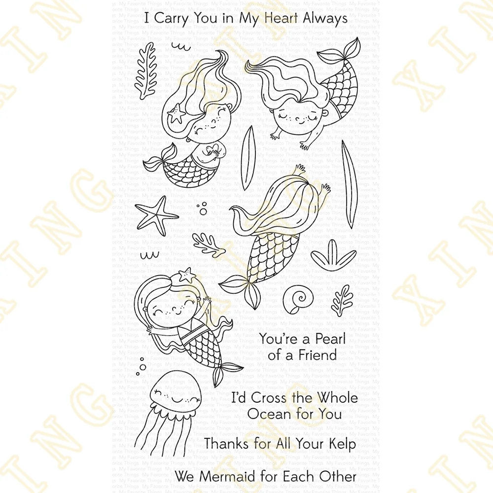 

Mermaid for Each Other Metal Cutting Dies Clear Stamps Scrapbook Diary Decoration Embossing DIY Greeting Card Handmade 2023 New