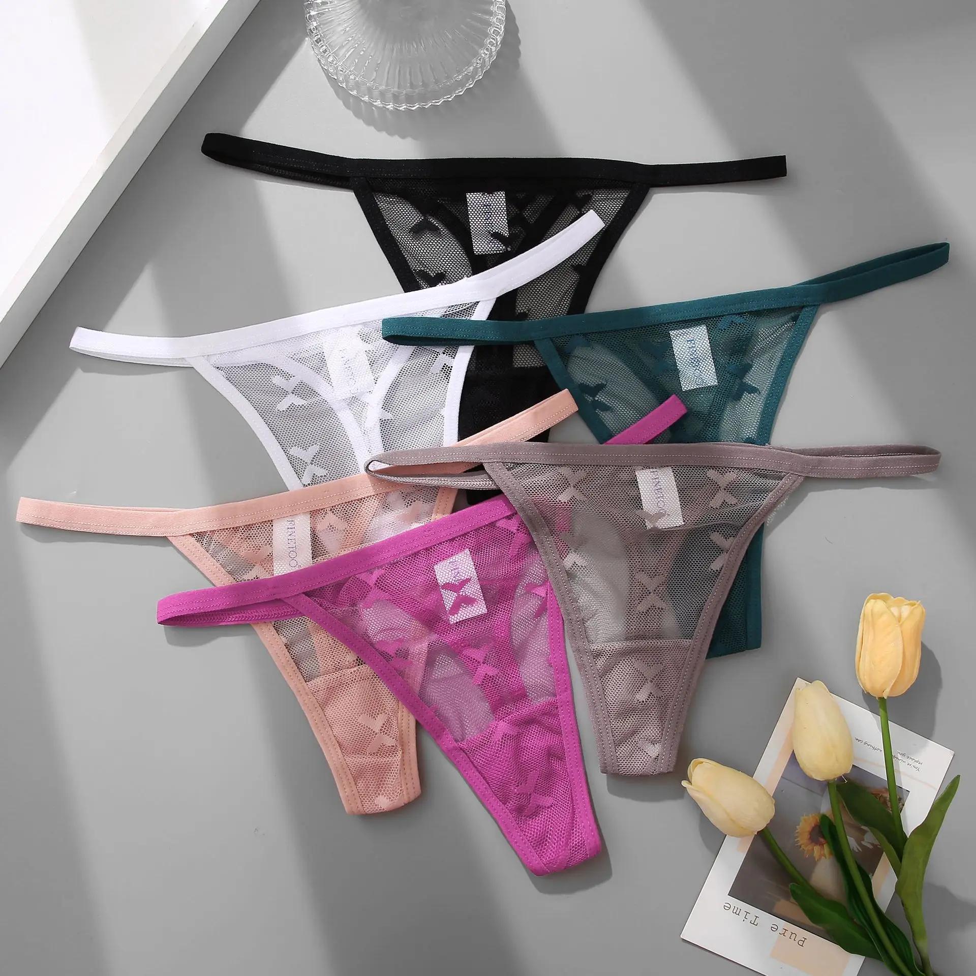 

3PCS/Set Mesh Transparent Thong Women Panties Underwear Women Seamless G-String Female Underpants Intimates Lingerie S-XL
