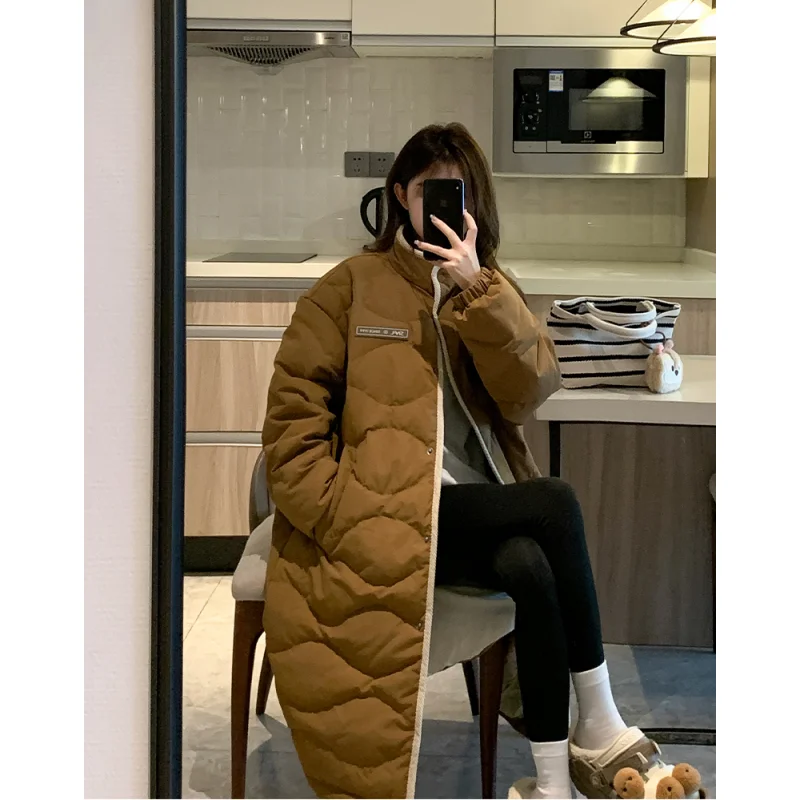 

Women Solid White Down Jacket Letter Cotton Clothes Winter Thicken Windproof Korean Fashion White Oversized NEW Black Coat Tops
