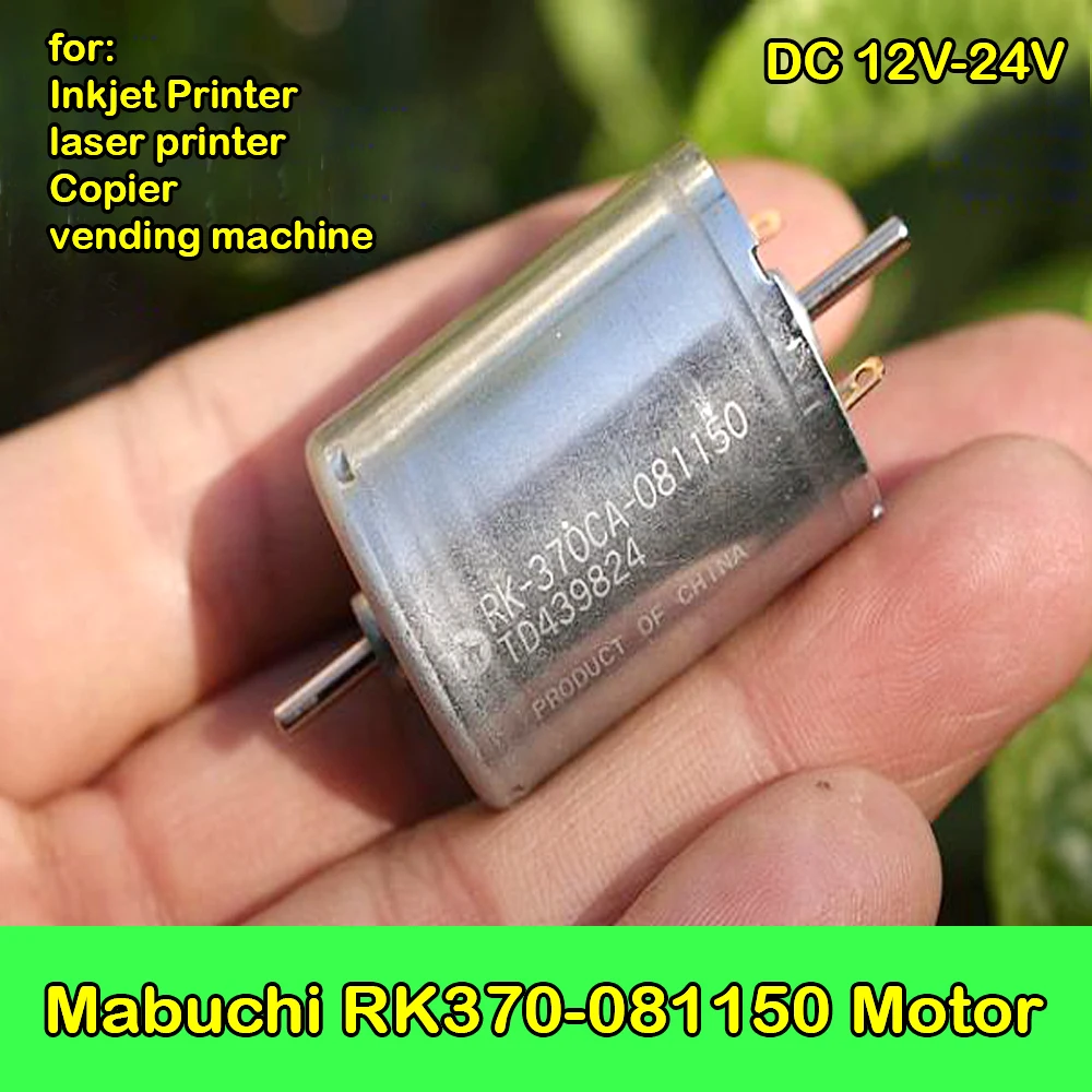 Mabuchi RK370-081150 Motor DC 12V-24V 3450RPM Dual Shaft Carbon Brush Low Speed for Inkjet Laser Printer Copier Vending Machine