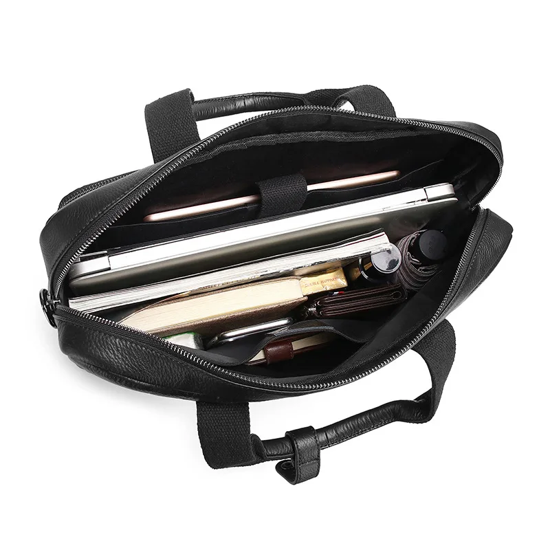 Business Cowhide Men's Briefcase Bag Genuine Leather 16-Inch Portable Casual Shoulder Bag Large Capacity Computer Bag