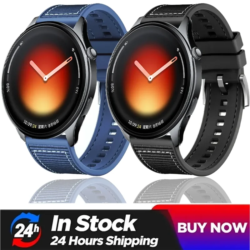 Фото Композитный силиконовый ремешок 22 мм для Xiaomi Watch 5/S4-3-2/S4, спортивный нейлоновый браслет для Realme Watch 5 S/OPPO Watch 4 Pro/X X2 №1