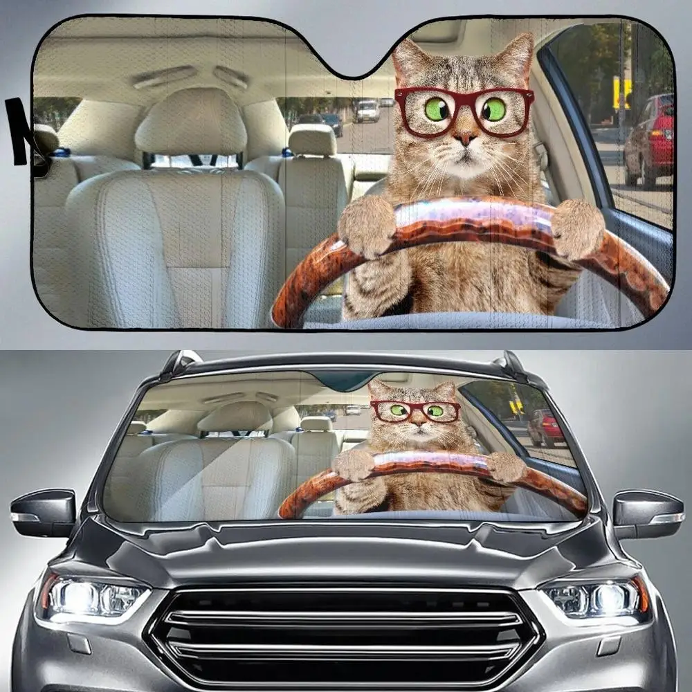 

Funny Animal Cat Print Fold-up Sunshade for Windshields UV Protect Foldable Windshield Sun Shades Fashion SunShade