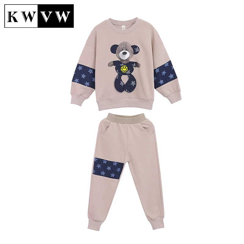 

KWVW New Spring Autumn Girl Casual Clothes Sets 4-18Year Students Outdoor Tracksuit Fashion Comfortable Family Kids Clothing