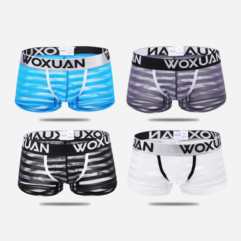

AIIOU Men Sexy Men See Through Underwear Jockstrap Boxers Men Transparent Boxer Shorts Underpants Transparent Mesh Male Panties