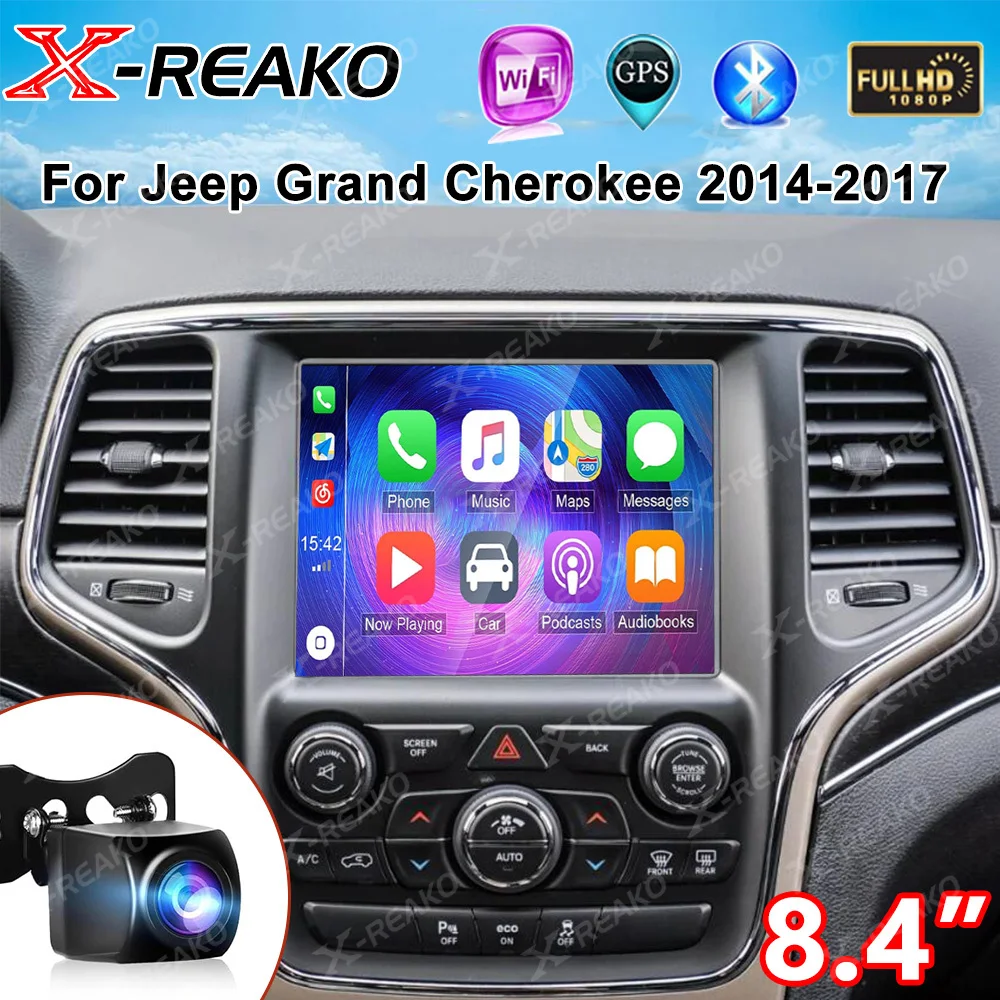 Фото X-REAKO 8,4-дюймовый автомобильный радиоприемник для Jeep Grand Cherokee 2014-2017, мультимедийный плеер, навигация, GPS Carplay, Android Auto, 2 din, стерео №1