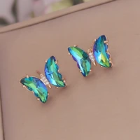 women crystal butterfly earrings metal frame jewelry zircon decorative earrings girl vitality halo accessories gifts