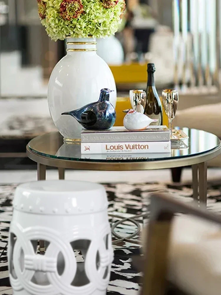 Новый китайский керамический барабанный стул Daxiang Lotus белый крутой для