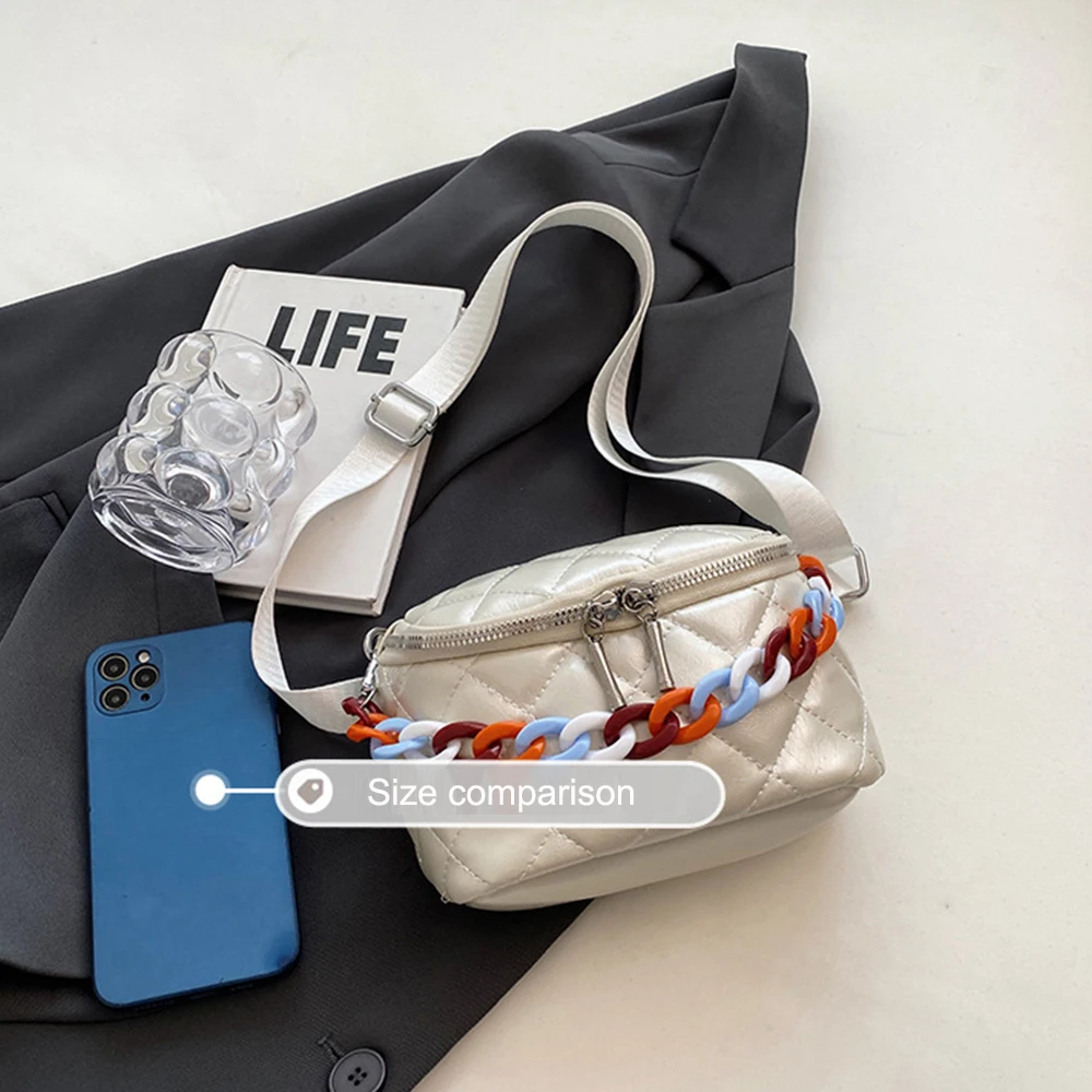 Fashion Lingge Crossbody Bags for Women Soft Box Bag Acrylic Chains Chest Pack Designer Brands Shoulder Bag Handbags and Purses