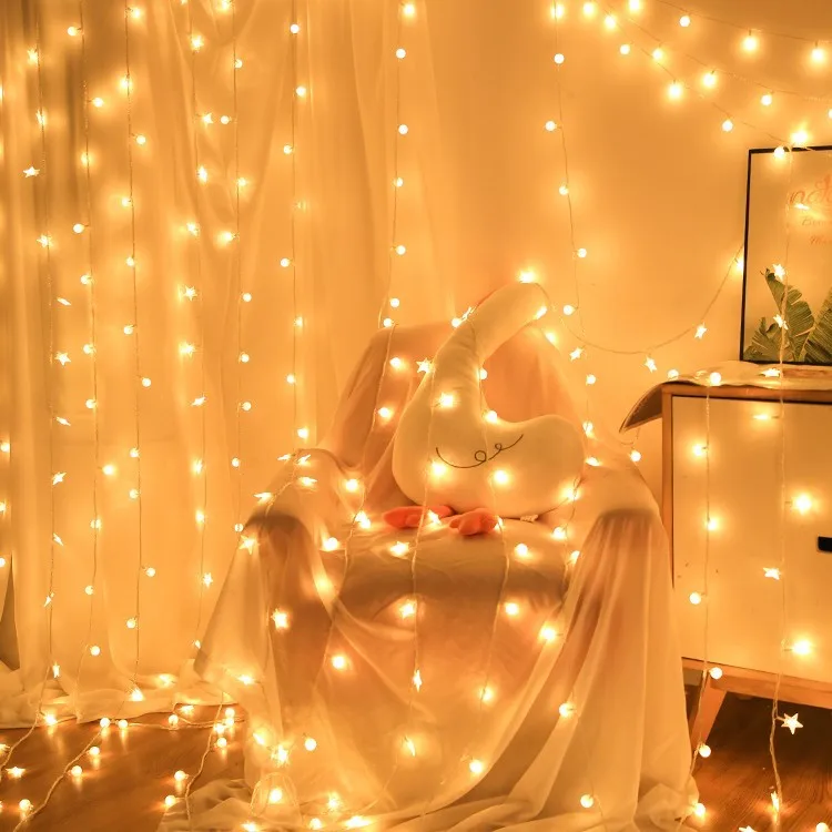 Светодиодный 50 м мигающие огни гирлянды Звездные декоративные Рождественская