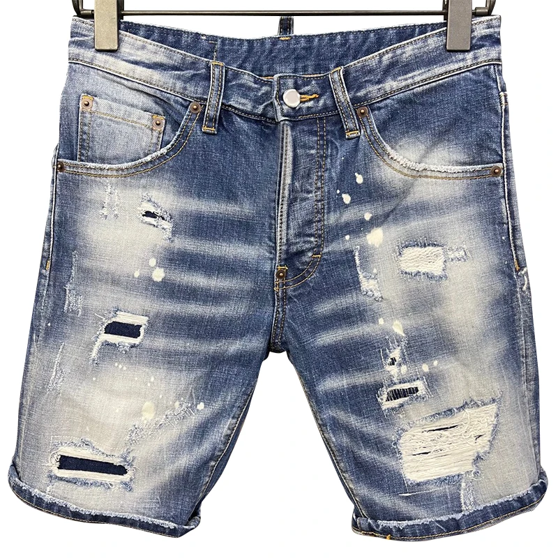 

Starbags dsq Italian design 2023new jeans light wash patch paint spot hip hop slim fit elastic business pants original single