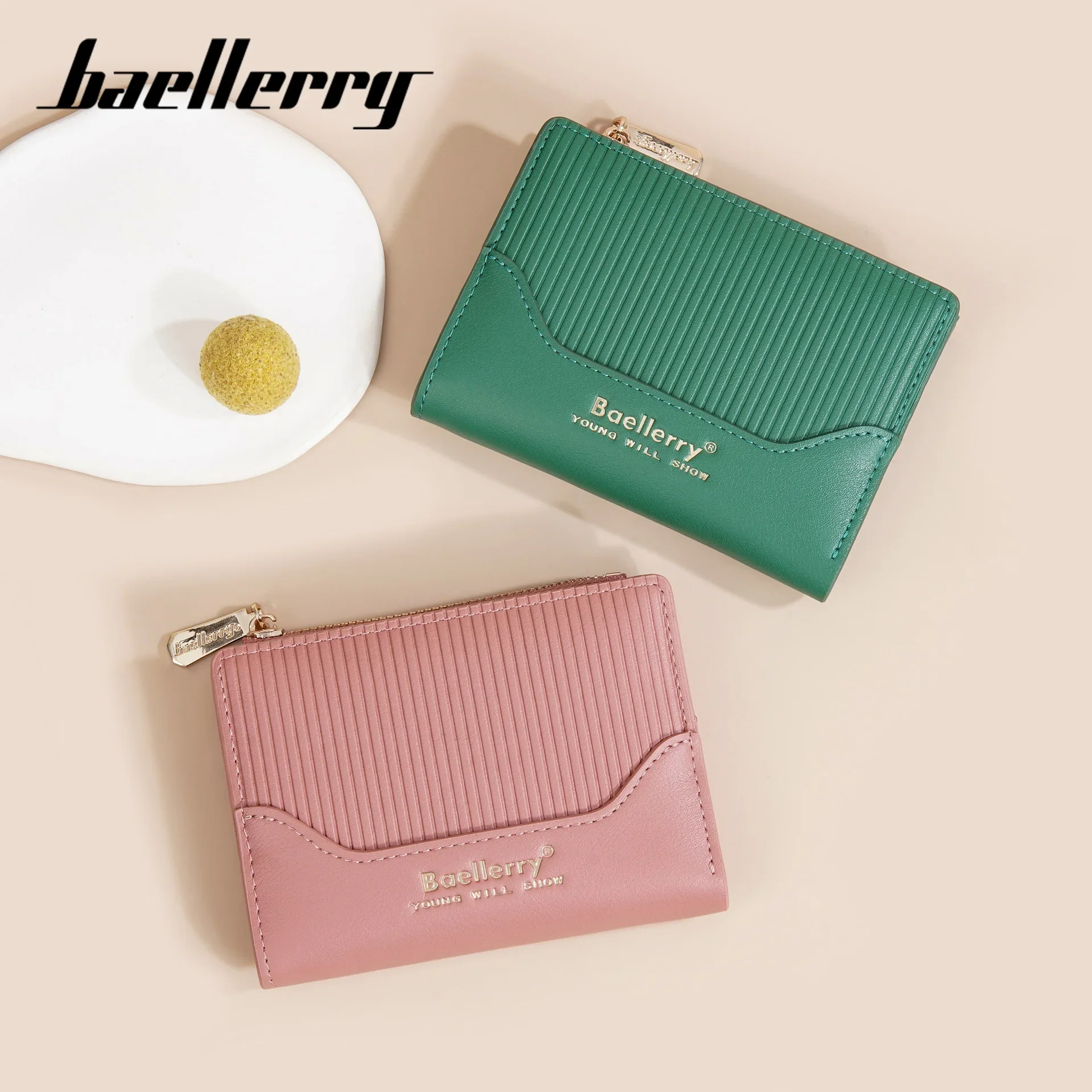 Женский короткий кошелек с тиснением в полоску дизайн для девочек на молнии