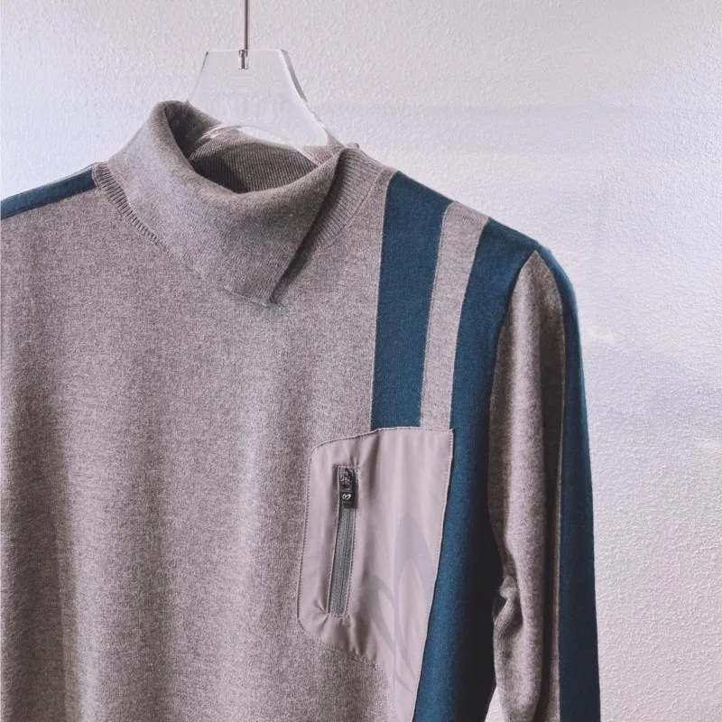 MASTER BUNNY new autumn and winter half high neck thick warm base sweater oblique lapel slim sports sweater