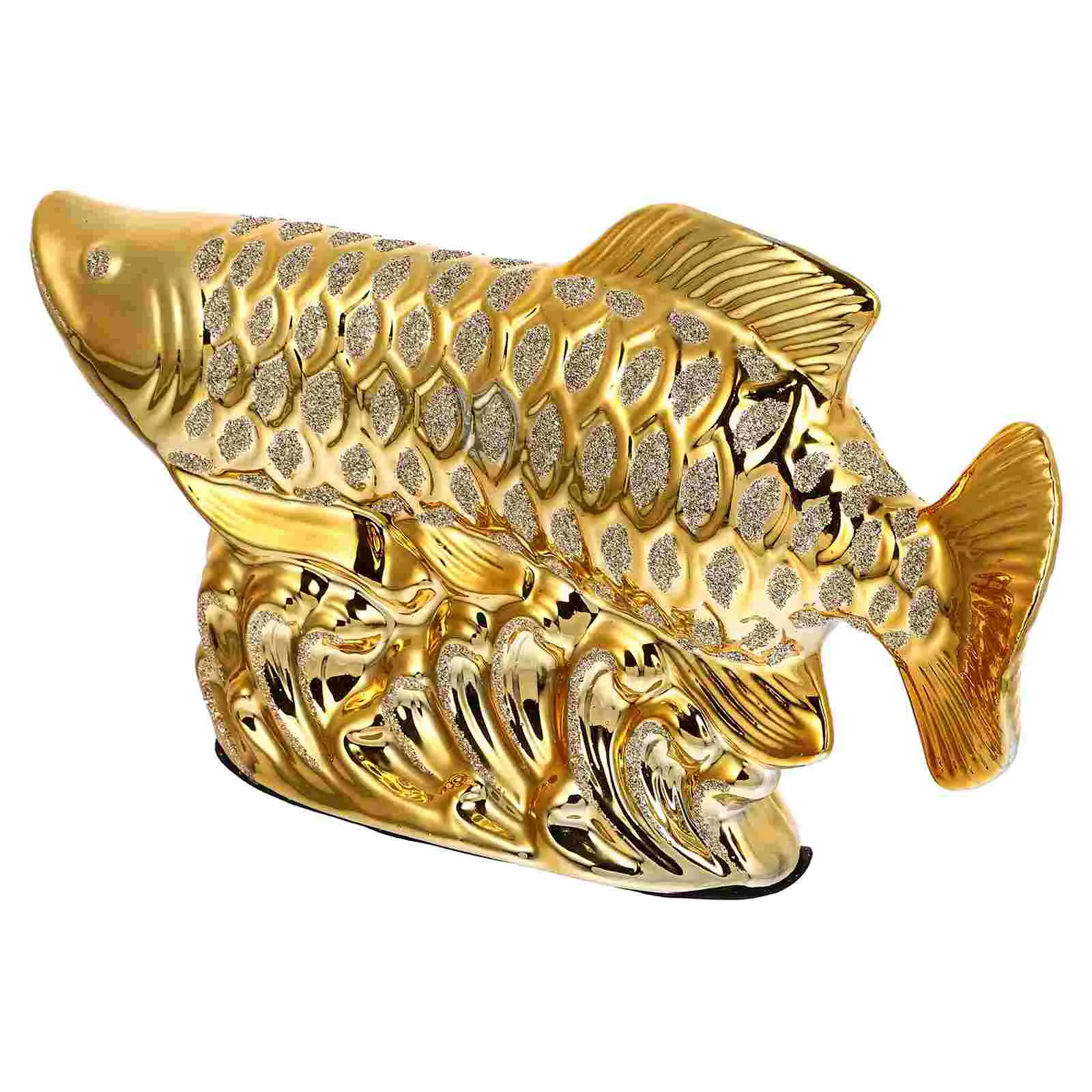 

Statue Chinese Figurine Wealthgolden Animal Sculpture Brass Arowana Good Fortune Lucky Carp Figurines Ornament Luck Prosperity