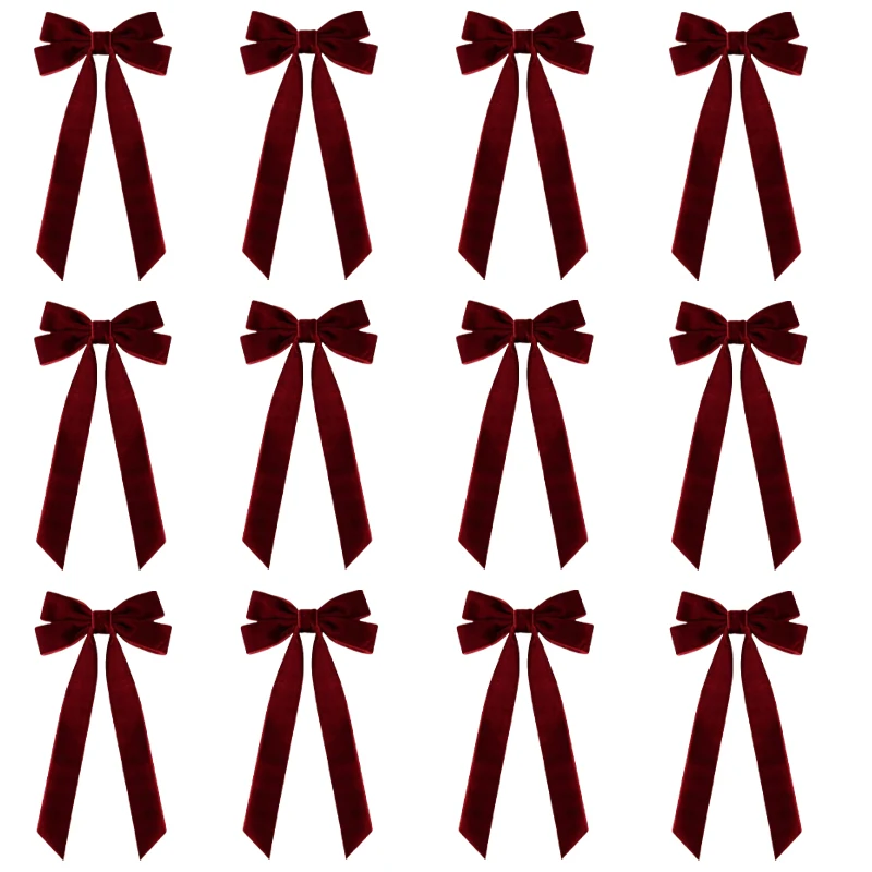 Рождественские банты красные бархатные 12 шт
