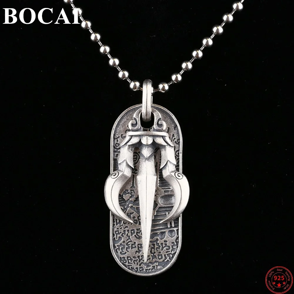 

BOCAI S925 Sterling Silver Pendant Tibetan Vajra Pestle Gugeta Wipe 2022 New Fashion Pure Argentum Jewelry for Men Women