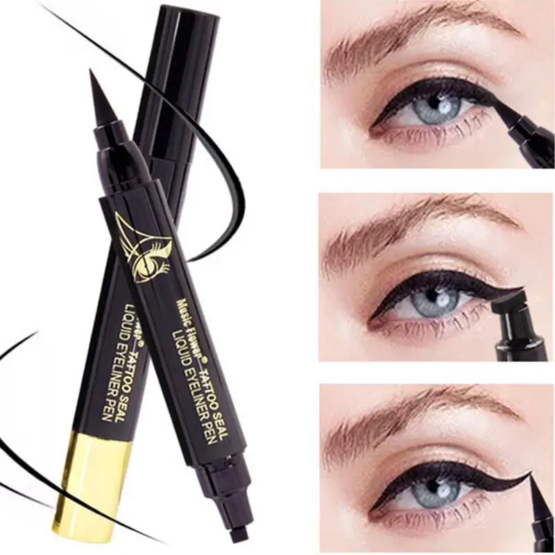 

Seal Stamp Liquid Eyeliner Pen Waterproof Fast Dry Black Eye Liner Pencil With Eyeliner Cosmetic Double-ended Eyeliner