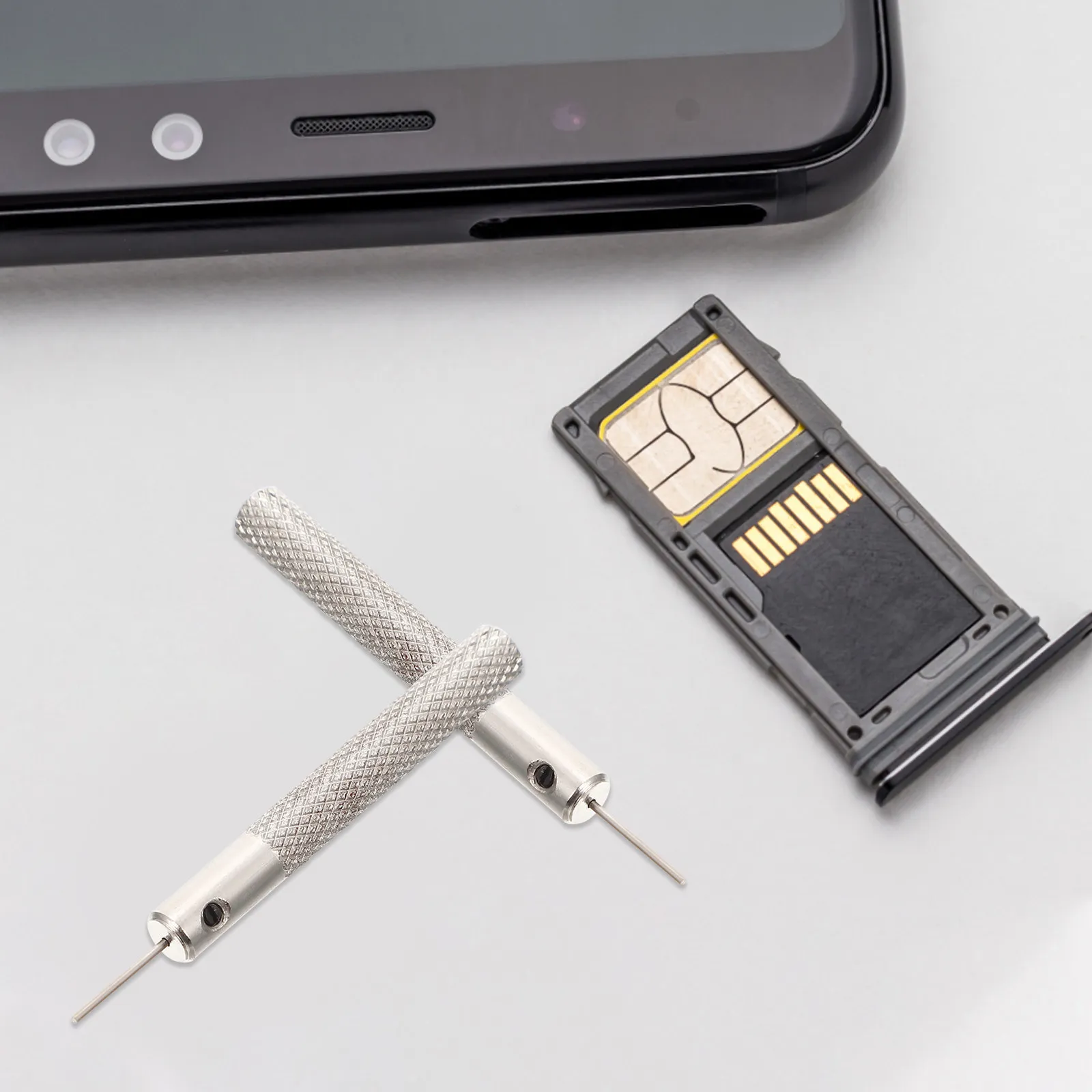 Фото Набор из 10 инструментов для извлечения SIM-карт: изысканное исполнение, прочный железный материал, штырь для выталкивания SIM-карты, экстрактор для лотка SIM-карты №1