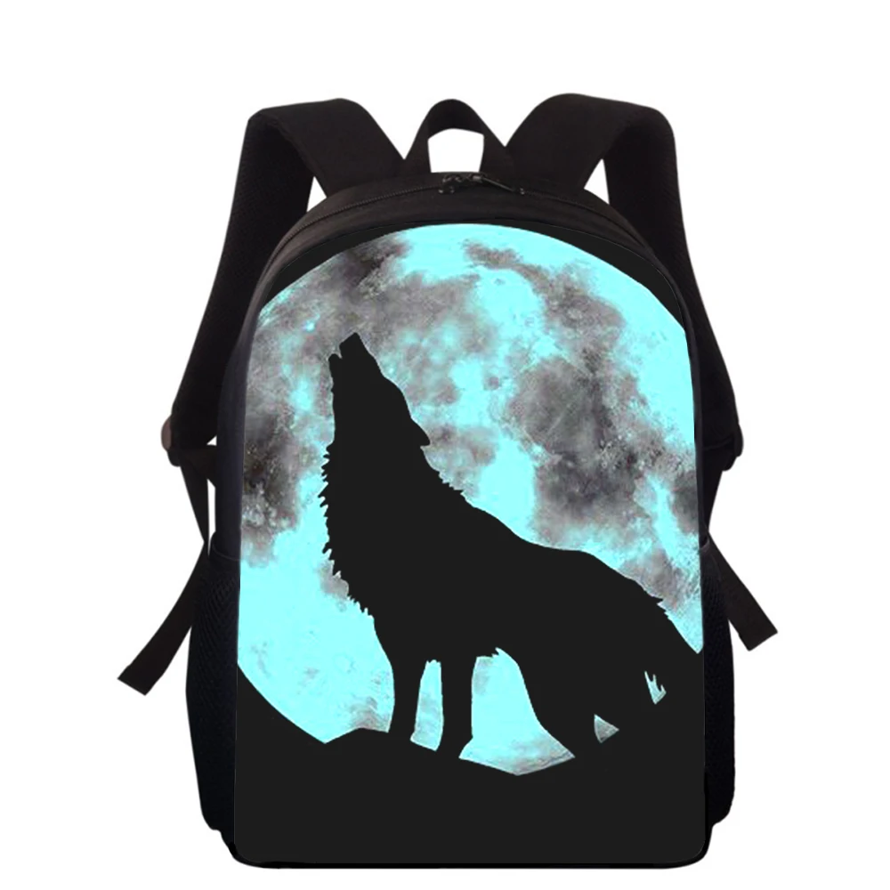fierce Wolf 15” 3D Print Kids Backpack Primary School Bags for Boys Girls Back Pack Students School Book Bags